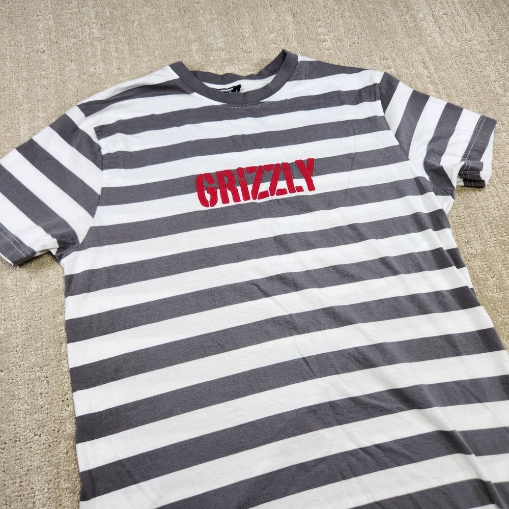 Vintage Grizzly Griptape Shirt Men Large Skateboard‎ Striped Spellout Y2K Skater